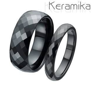 KM1002-4, KM1002-8 KM1002 Keramické snubní prsteny šíře 4mm + 8mm - pár