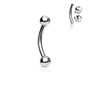 TIT1011-12063 Piercing banánek vnitřní závit, zirkon - TITAN