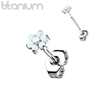 TIT1198-OP17 PUSH IN náušnice TITAN s opálem, 1 kus