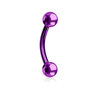 OB01046A-1208 Piercing do obočí, barva fialová, 1,2 x 8 mm