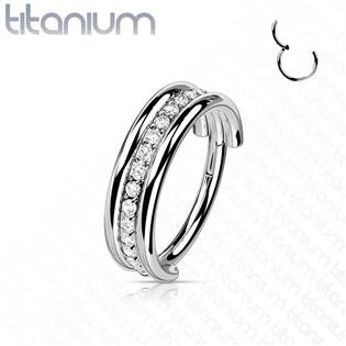 TIT1160-1208 Segment kruh - helix / cartilage / tragus piercing TITAN, čiré zirkony