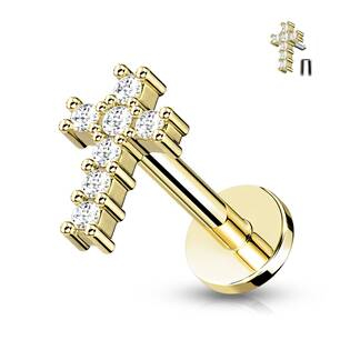LB0034GD-1206 Labreta / cartilage piercing - křížek