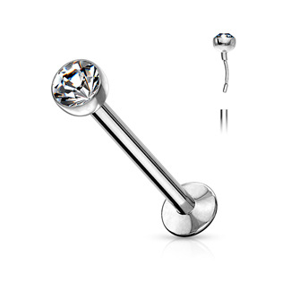 LB0018-120812 Labreta PUSH IN s čirým zirkonem, tyčka 12 x 6 mm