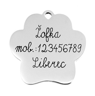 PZ042 Ocelová psí známka - tlapka