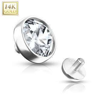 ZL01038-04-WG Zlatý piercing - dermál zirkon, Au 585/1000