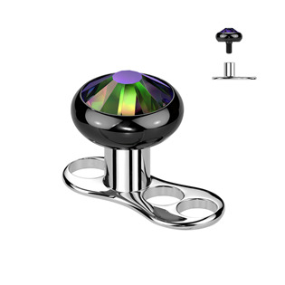 MD028KVM-04 Kompletní microdermal piercing 1,2 mm - kamínek 4 mm