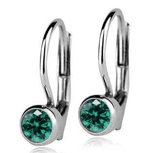 ZB23067-GB Stříbrné náušnice se zelenomodrými kamínky 4 mm