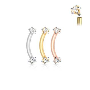 OB0011-RD Piercing do obočí hvězdičky, 1,2 x 8 mm