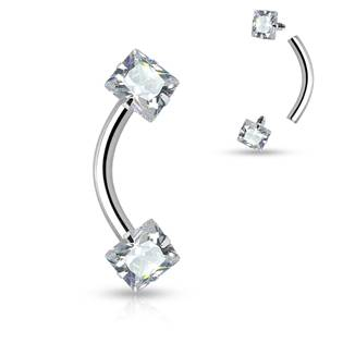 OB1000-120822 Piercing do obočí - čtverový zirkon