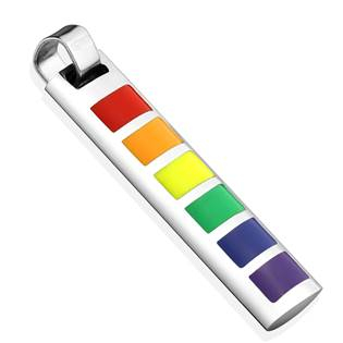 OPP1749 Ocelový přívěšek obdélník LGBT duha