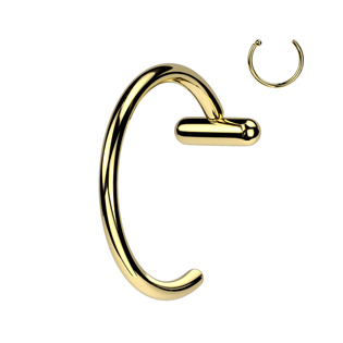 TIT1364-GD Zlacený piercing do nosu - kruh titan