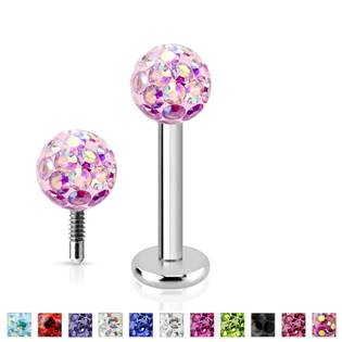 LB1038-1206TZ Piercing do brady labreta s krystaly Crystals from SWAROVSKI®1,2 x 6 mm