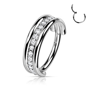 TIT1160-1210 Segment kruh - helix / cartilage / tragus piercing TITAN, čiré zirkony