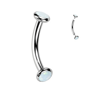 TIT1380-OP17 Piercing do obočí TITAN, bílý opál