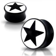 PL01089-24 Akrylátový plug - černá hvězda, průměr 24 mm