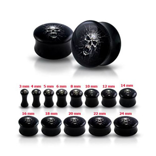PL01041-24 Akrylátový plug - lebka, průměr 24 mm