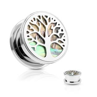 PL01212-10 Plug do ucha s perletí - strom života