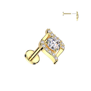 LB1136-GD Zlacený piercing do brady - PUSH IN labreta