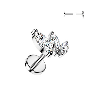 TIT1404-C Piercing do brady - PUSH IN labreta TITAN, čiré zirkony