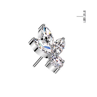 TIT1507-C Ozdobná část k PUSH IN piercingu TITAN, čiré zirkony