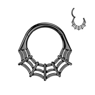TIT1433-1208 Černý segment kruh pavučina - helix / cartilage / tragus piercing TITAN