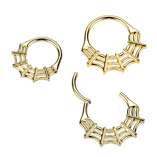 TIT1434-1210 Zlacený segment kruh pavučina - helix / cartilage / tragus piercing TITAN