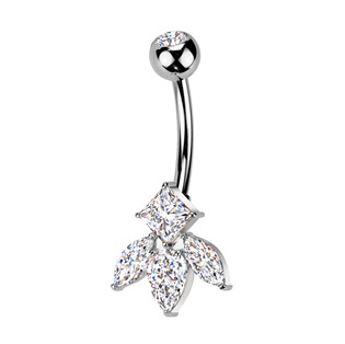 TB001 Piercing do pupíku - TITAN + bižuterie