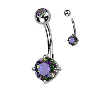 TB003-VM Piercing do pupíku s kulatým kamenem, Barva Vitrail Medium