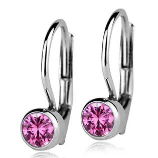 ZB23067-LP Stříbrné náušnice se světle růžovými kamínky 4 mm