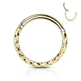 NS0052GD-1206 Zlacený segment kruh s dekorem - helix / cartilage / tragus piercing