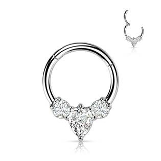 NS0060-ST Segment kruh se zirkony, cartilage piercing 1,2 x 8 mm