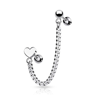 CP1065-HT Cartilage piercing do ucha s řetízkem, srdce
