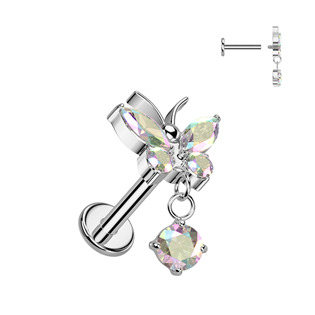 TIT1536-1206 Piercing do brady - labreta s motýlkem TITAN, 1,2 x 6 mm