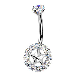 TIT1549-C Piercing do pupíku s hvězdou TITAN