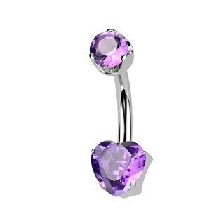 TIT1555 Piercing do pupíku srdíčko - TITAN, Amethyst