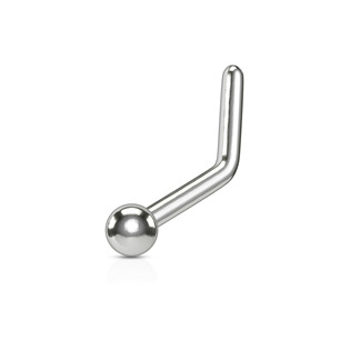 TIT1026-01 Zahnutý piercing do nosu kulička - TITAN