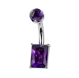 TIT1578 Piercing do pupíku obdélník - TITAN, Amethyst