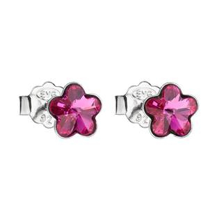EG2033-F Stříbrné náušnice kytičky Crystals from Swarovski® Fuchsia