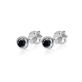 NB-3651-K Stříbrné náušnice, černé zirkony 3 mm