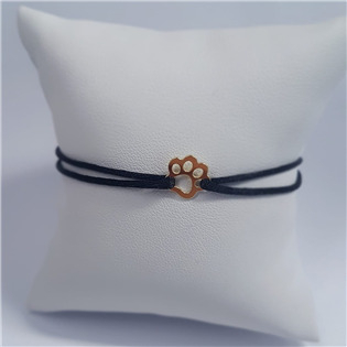 KA1820K-GD Černý textilní náramek psí tlapka, Ag 925
