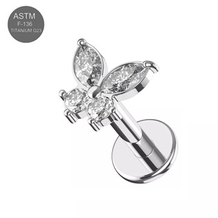 TIT1598 Piercing do brady motýlek - labreta titan