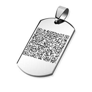 DR1009-QR Ocelový přívěsek - destička s laserovou rytinou QR kódu