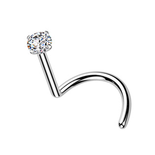 TM008-025 Luxusní piercing do nosu Moissanit 0.06ct (2,5mm), TITAN