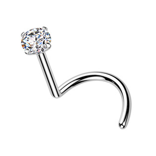 TM008-030 Luxusní piercing do nosu Moissanit 0.11ct (3mm), TITAN