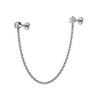 TIT1589 Piercing do ucha - labreta se řetízkem TITAN
