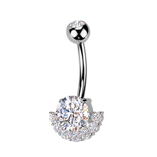 TB007 Piercing do pupíku - TITAN + bižuterie