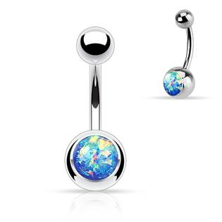 BS1058-B Piercing do pupíku - banánek modrý opál