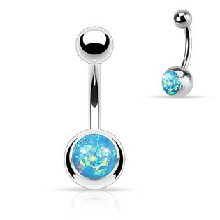 BS1058-Q Piercing do pupíku - banánek tyrkysový opál