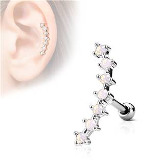 CP1031-OP Cartilage piercing do ucha - opálově růžové kamínky