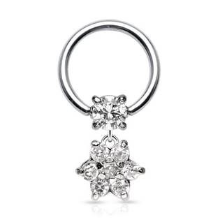 K01002 Piercing - kruh - kytička s kamínky